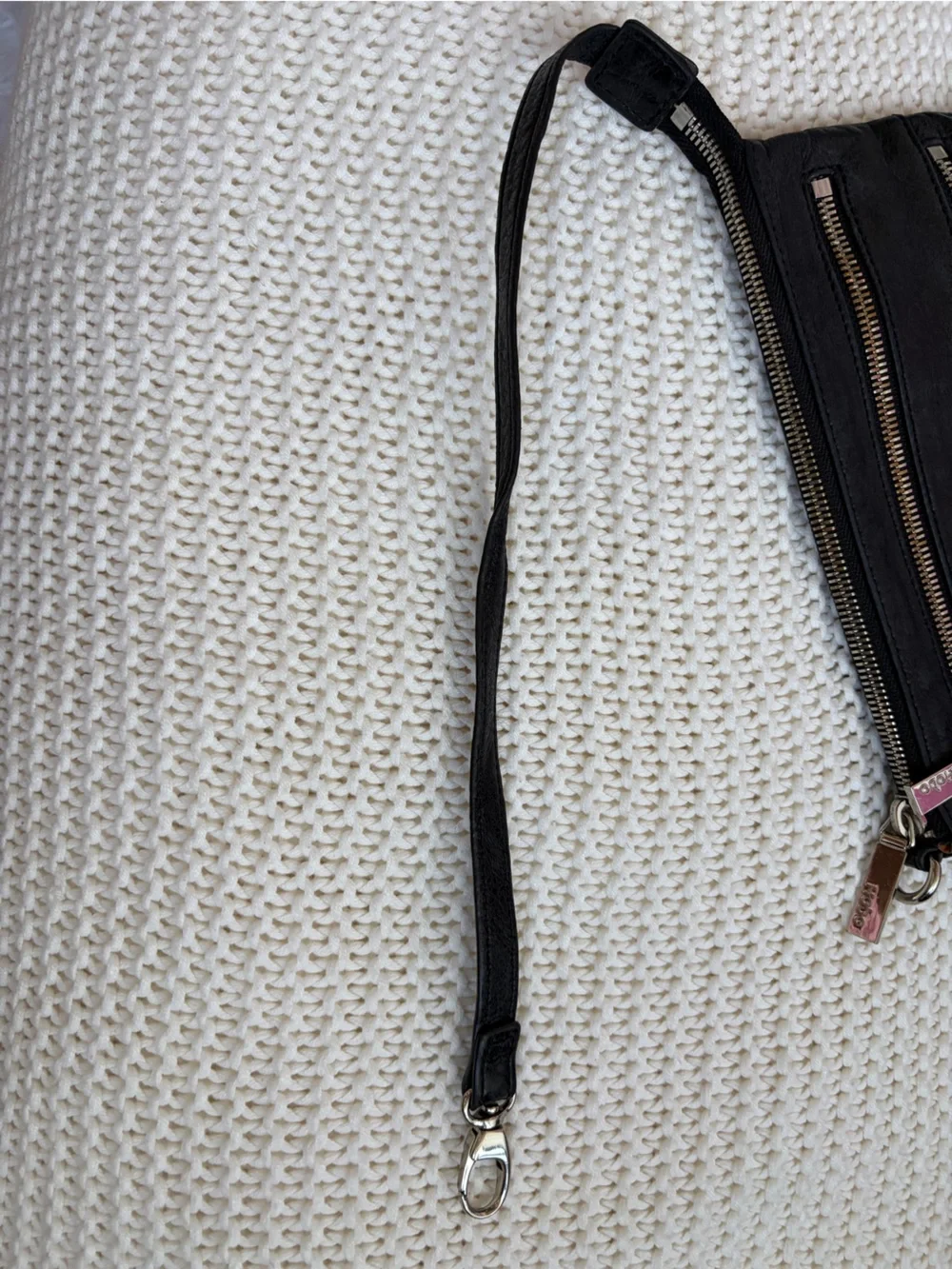 The Original Hobo Black Genuine Leather Multi Zipper Bag w/ Silver Hardware
